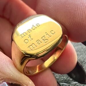 “MADE OF MAGIC” Gold Stainless Steel Waterproof Ring Sz 6., 7